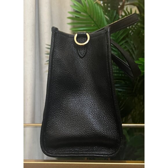 Coach Black Leather Tote Bag With Gold Hardware & Embossed Logo - Picture 4 of 10